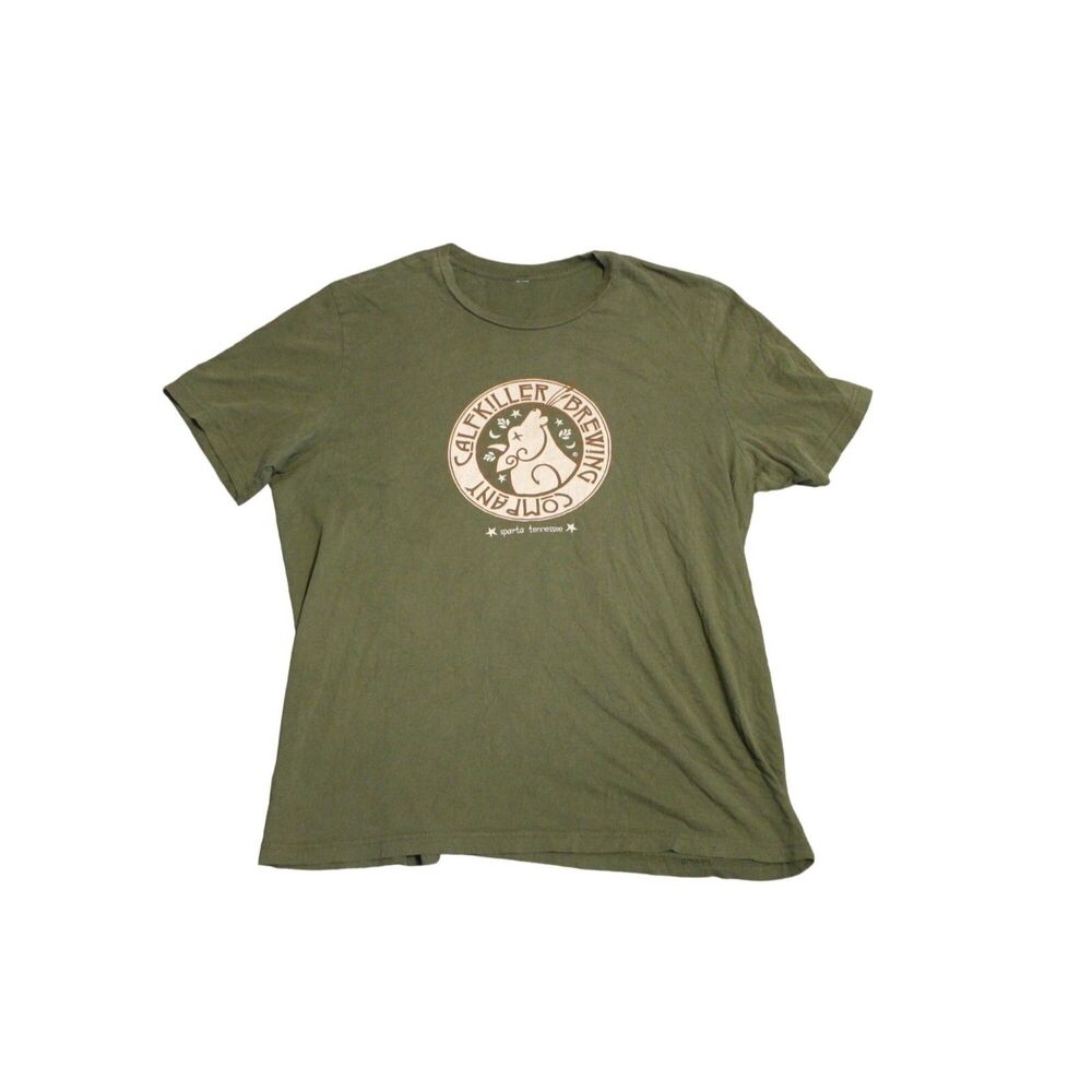 Calf Killer Brewing Company Men's Short Sleeve Dbl Sided Green T-Shirt Size XL